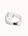 Bead Bracelet with Sterling Silver Plated Heart and Black Crystal - PUL2543NGRMTL-UNO de 50-Renee Taylor Gallery