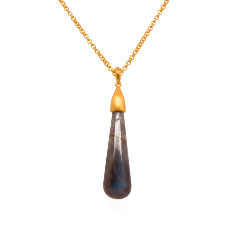 Drop Labradorite 24K Gold Vermeil Pendant-Joyla-Renee Taylor Gallery