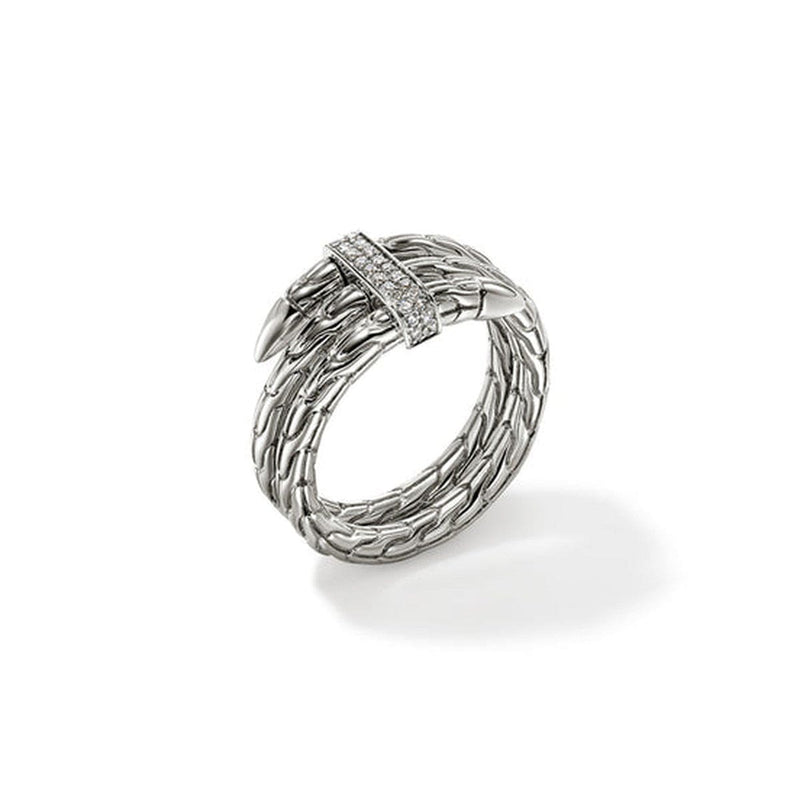 Spear Silver Diamond Pave Double Wrap Ring - RBP986812DI-John Hardy-Renee Taylor Gallery