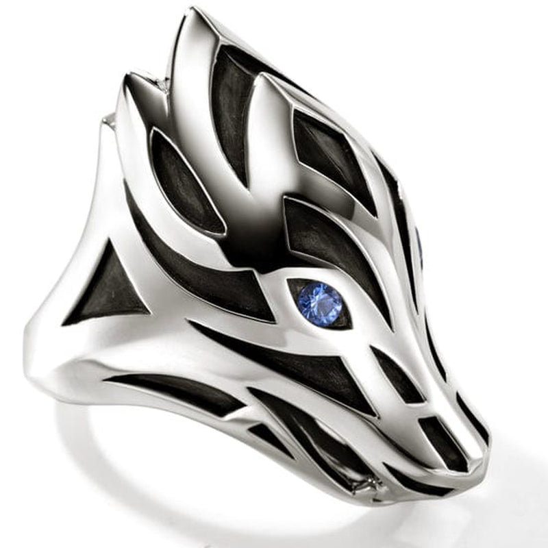 Naga Ring, Sterling Silver, Blue Sapphire Eyes - RMS603581BSP-John Hardy-Renee Taylor Gallery