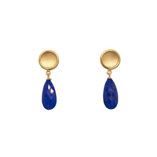 Sun Drop Lapis Drop 24K Gold Vermeil Earrings-Joyla-Renee Taylor Gallery