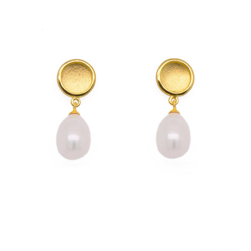 Joyla Signature Wire White Pearl 24K Gold Vermeil Earrings-Joyla-Renee Taylor Gallery