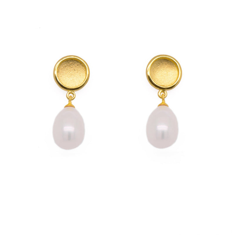 Joyla Signature Wire White Pearl 24K Gold Vermeil Earrings-Joyla-Renee Taylor Gallery