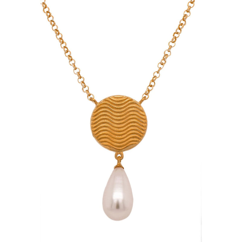 Serenity 15mm Pearl Drop 24K Gold Vermeil Necklace-Joyla-Renee Taylor Gallery