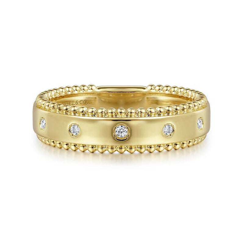 14K Yellow Gold Bujukan Diamond Bezel Wide Stackable Ladies Ring-Gabriel & Co.-Renee Taylor Gallery