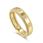 14K Yellow Gold Bujukan Diamond Bezel Wide Stackable Ladies Ring-Gabriel & Co.-Renee Taylor Gallery