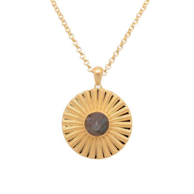 Sun With Face Labradorite 10mm - No Chain 24K Gold Vermeil Pendant-Joyla-Renee Taylor Gallery