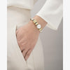 Leather Bracelet w/ Gold Elements, Silver and Baroque Pearl - B2003-Misani Milano-Renee Taylor Gallery