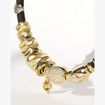 Leather Necklace with Gold Elements, Pave Diamonds-Misani Milano-Renee Taylor Gallery