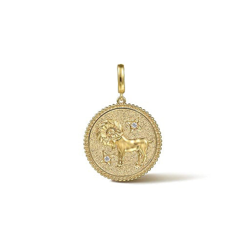 14K Yellow Gold & Diamond Bujukan Aries Medallion Pendant - PT7567Y45JJ-Gabriel & Co.-Renee Taylor Gallery