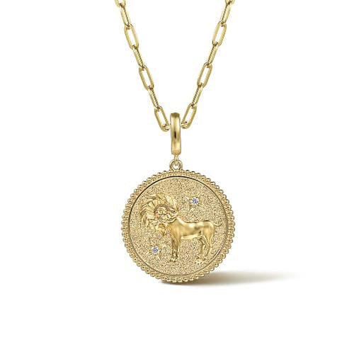 14K Yellow Gold & Diamond Bujukan Aries Medallion Pendant - PT7567Y45JJ-Gabriel & Co.-Renee Taylor Gallery