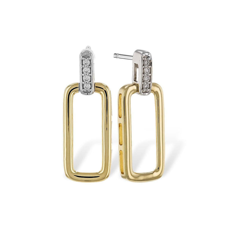 14K Two-Tone Gold Diamond Link Drop Earrings - E2211-Allison Kaufman Company-Renee Taylor Gallery