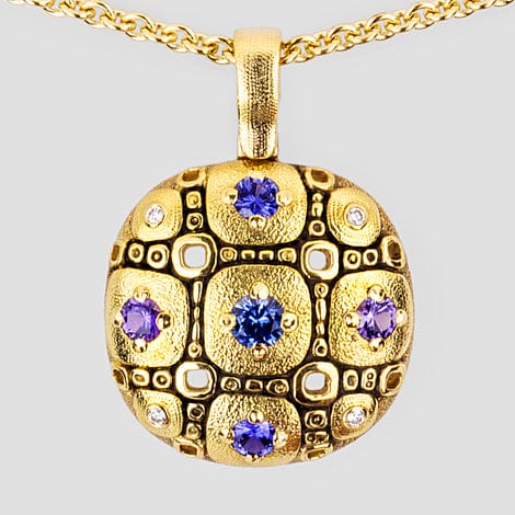 18K, Sapphire and Diamond "Little Windows" Pendant Necklace - M-113S19-Alex Sepkus-Renee Taylor Gallery