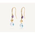18K Yellow Gold Gemstone Earrings With Diamonds, Amethyst Accents - OB1742-AB MIX01T Y 02-Marco Bicego-Renee Taylor Gallery