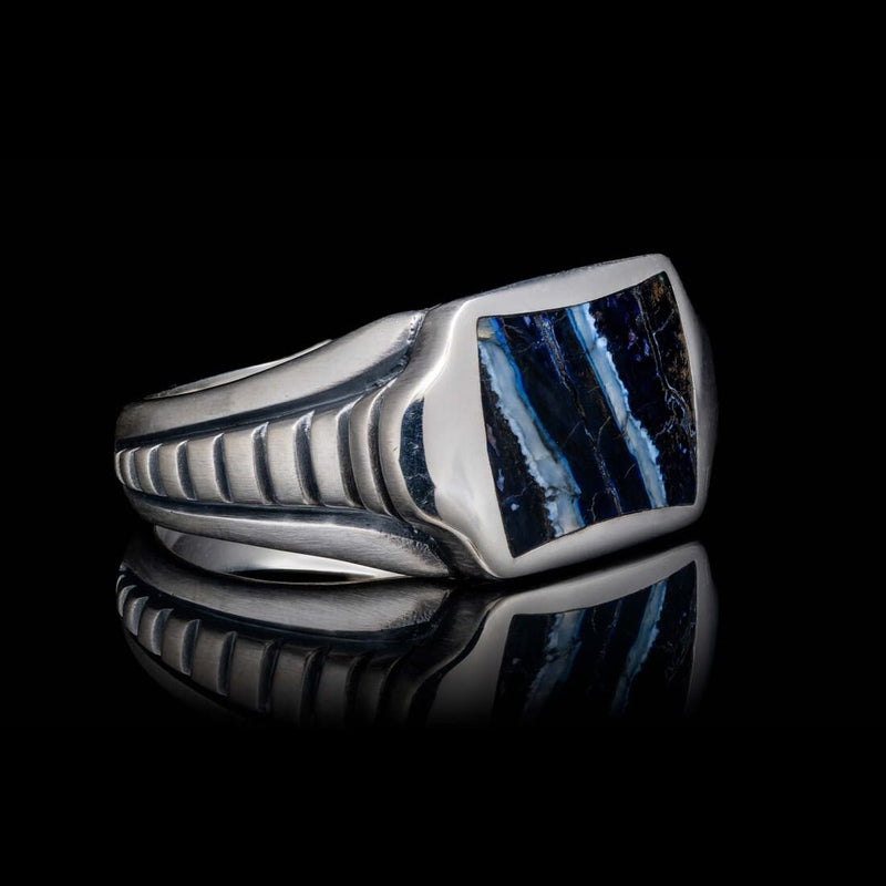 Men's Sleek Blue Mammoth Tooth Ring - Ring 8 Blue MT-William Henry-Renee Taylor Gallery