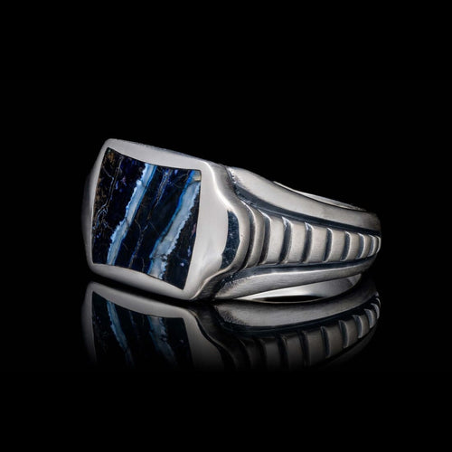 Men's Sleek Blue Mammoth Tooth Ring - Ring 8 Blue MT-William Henry-Renee Taylor Gallery