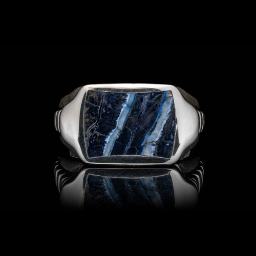 Men's Sleek Blue Mammoth Tooth Ring - Ring 8 Blue MT-William Henry-Renee Taylor Gallery