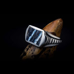 Men's Sleek Blue Mammoth Tooth Ring - Ring 8 Blue MT-William Henry-Renee Taylor Gallery