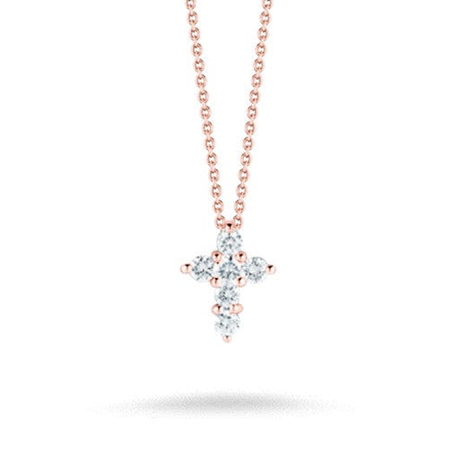 18k Rose Gold & Diamond Large Baby Cross Necklace - 001154ACHX0-Roberto Coin-Renee Taylor Gallery