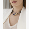 Leather Necklace with Gold Elements, Silver, Lapis Lazuli & Diamonds - C2147LA-Misani Milano-Renee Taylor Gallery