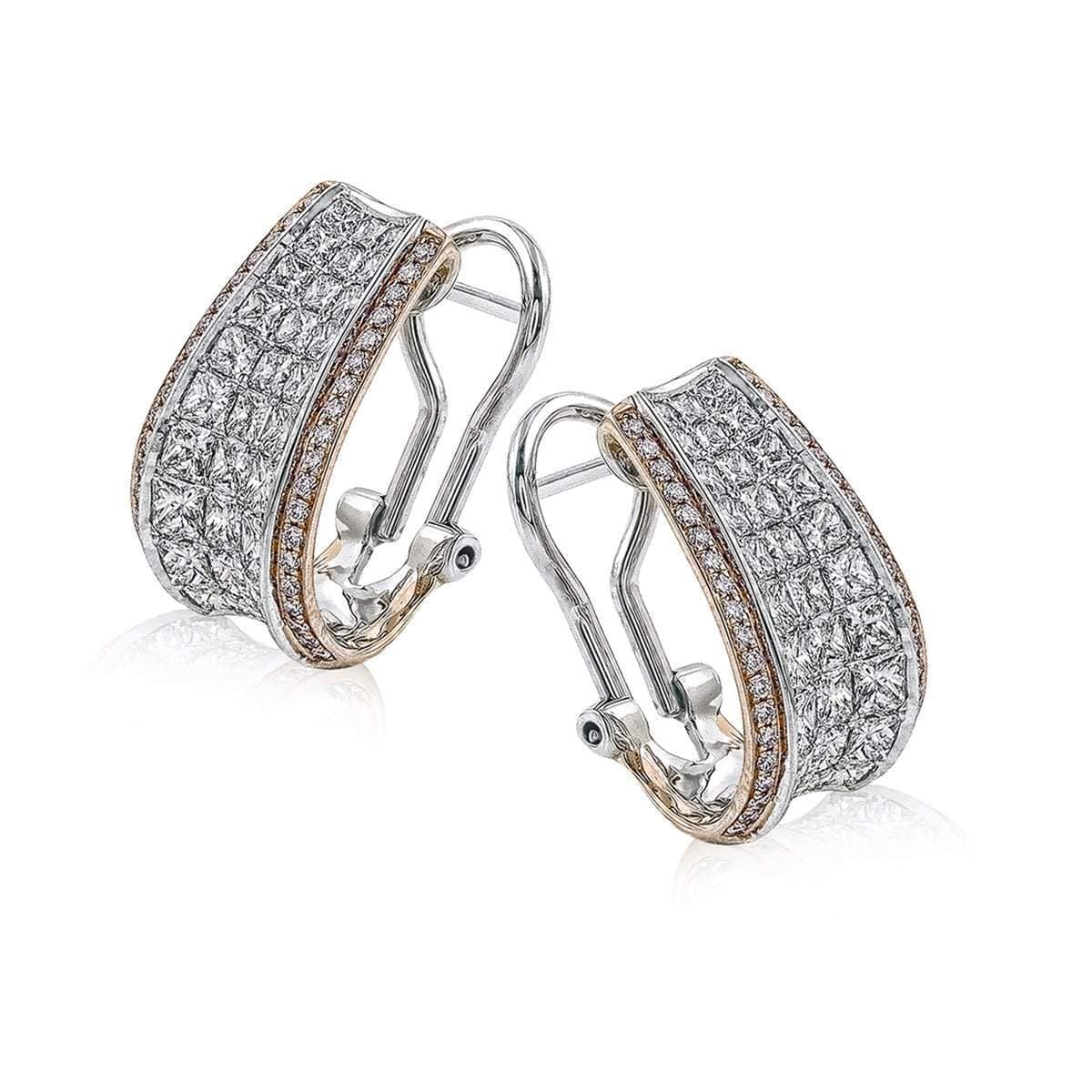 18k Rose & White Gold Simon Set Diamond Earrings - ME1902-RW