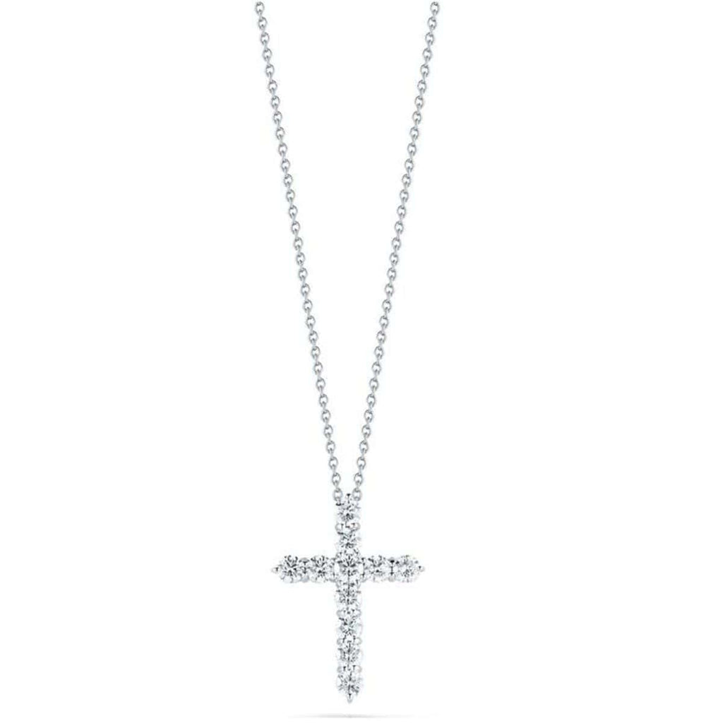 18k White Gold & Diamond Cross Necklace - 001143AWCHX0 - Roberto Coin