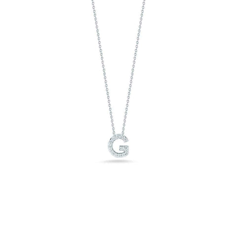 Initial Necklace Sterling Silver Letter G Pendant Cubic Zirconia 16