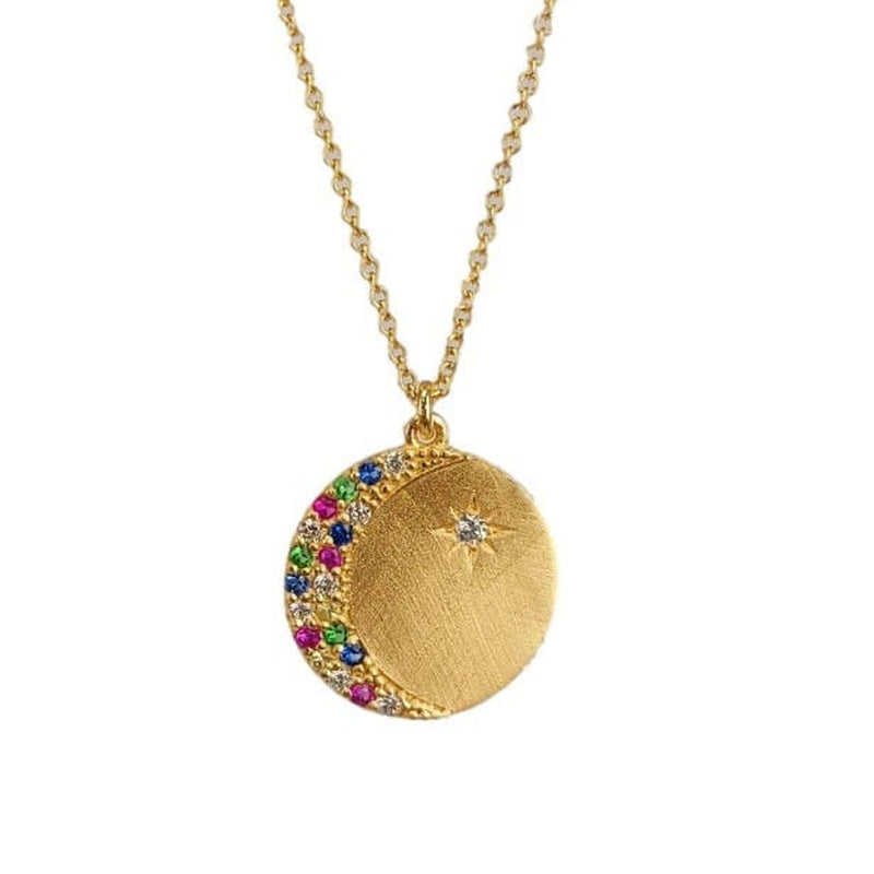 Marika Diamond & Sapphire 14k Gold Moon Necklace - M8760-Marika-Renee Taylor Gallery