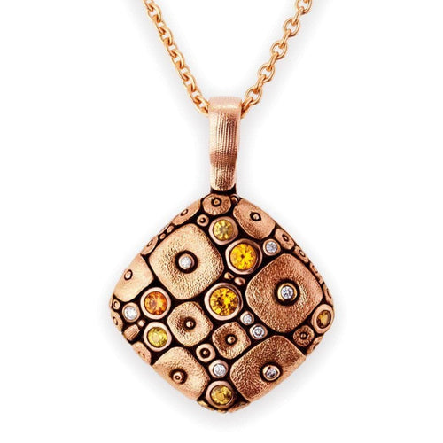 18K Soft Mosaic Orange Mix Sapphire & Diamond Pendant - M-46RS-Alex Sepkus-Renee Taylor Gallery