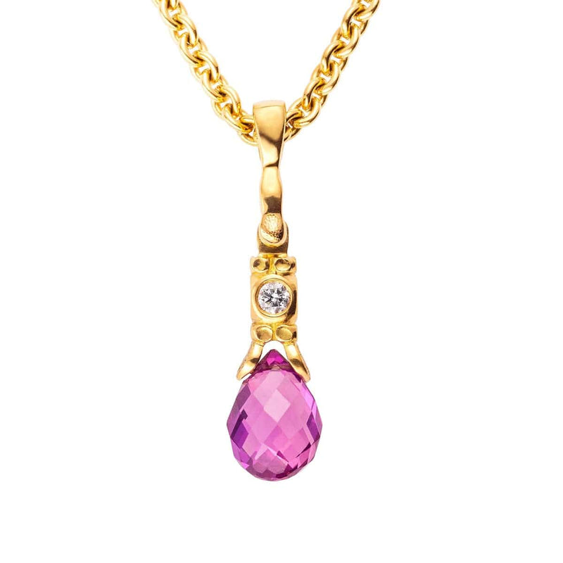 18K "Sticks & Stones" Diamond and Pink Sapphire Pendant - M-143-Alex Sepkus-Renee Taylor Gallery