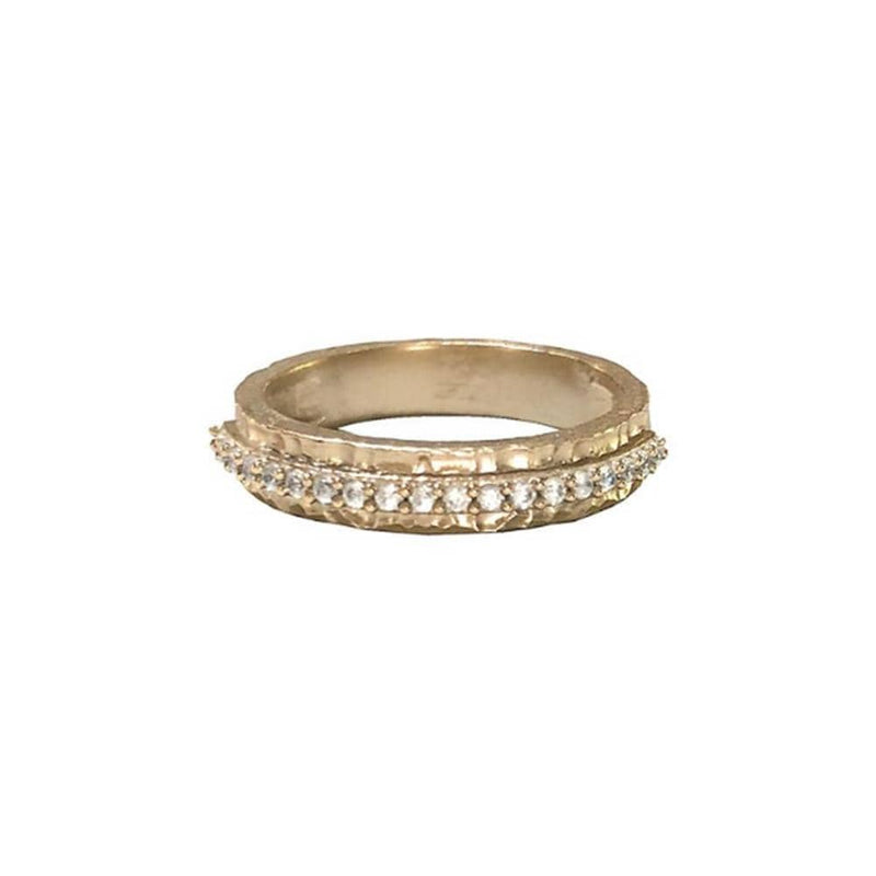 GOLD EGY CRYSTAL THIN BAND RING - R087-GLD/CLR-TAT2-Renee Taylor Gallery