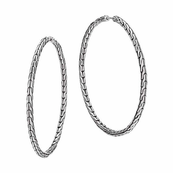 Classic Chain Silver Large Hoop Earrings - EB99254 - John Hardy