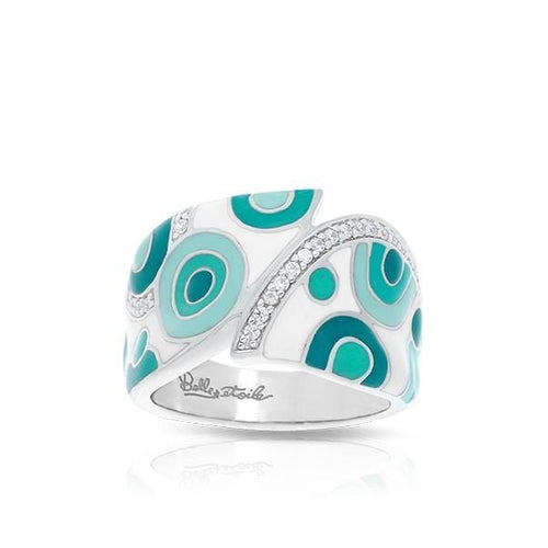 Groovy White & Aqua Ring-Belle Etoile-Renee Taylor Gallery