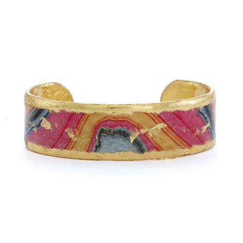 Rainbow Rock .75" Gold Cuff - OT147-Evocateur-Renee Taylor Gallery