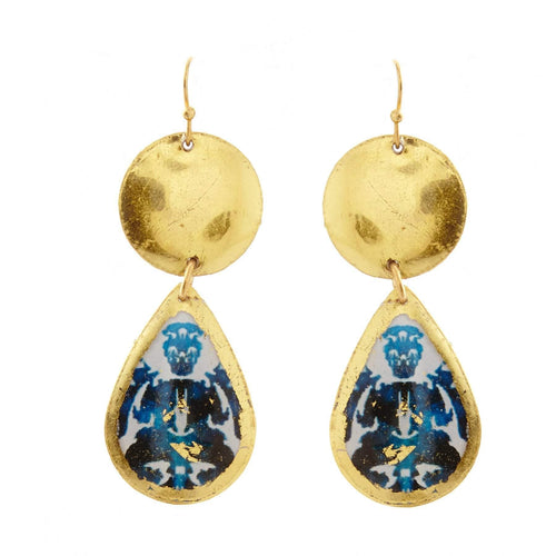 Rorschach Mini Teardrop Gold Earrings - BW416-Evocateur-Renee Taylor Gallery